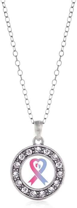 Inspired Silver - Silver Circle Charm 18 Inch Necklace with Cubic Zirconia Jewelry