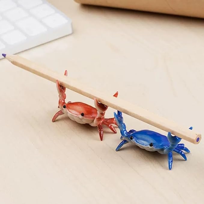 2-Pack Crab Pen Holder for Desk, Weightlifting Crabs Desk Pen Organizer, Cute Pencil Holder Desktop Organizer Storage Accessories, Funny Desk Decor for School, Home, Office Supplies (2PCS-Blue)