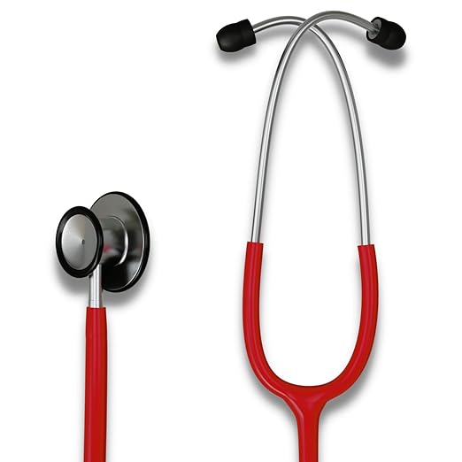HCS Red Stethoscope, Classic Lightweight - Medical, Dual Head Stethoscopes for Nurses, Nursing School, Student Essentials, Work, Home - 22 inch Tubing