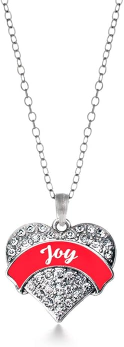 Inspired Silver - Silver Pave Heart Charm 18 Inch Necklace with Cubic Zirconia Jewelry