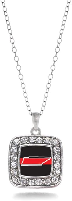 Inspired Silver - Silver Square Charm 18 Inch Necklace with Cubic Zirconia Jewelry