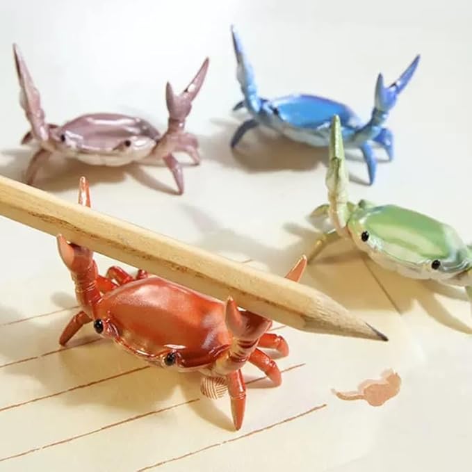 2-Pack Crab Pen Holder for Desk, Weightlifting Crabs Desk Pen Organizer, Cute Pencil Holder Desktop Organizer Storage Accessories, Funny Desk Decor for School, Home, Office Supplies (2PCS-Purple)