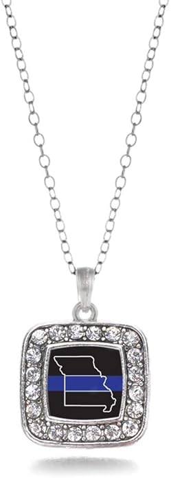 Inspired Silver - Silver Square Charm 18 Inch Necklace with Cubic Zirconia Jewelry