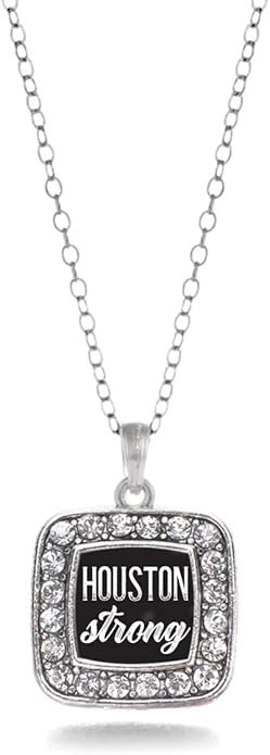Inspired Silver - Silver Square Charm 18 Inch Necklace with Cubic Zirconia Jewelry