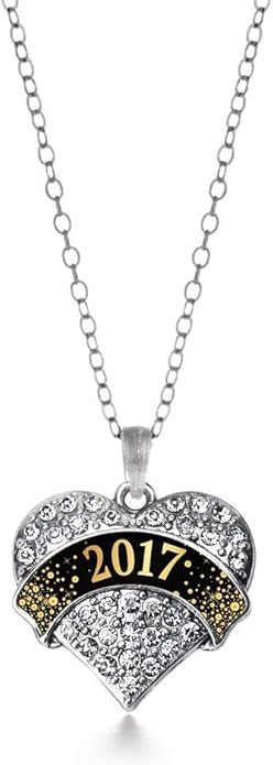 Inspired Silver - Silver Pave Heart Charm 18 Inch Necklace with Cubic Zirconia Jewelry