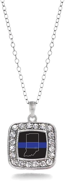 Inspired Silver - Silver Square Charm 18 Inch Necklace with Cubic Zirconia Jewelry