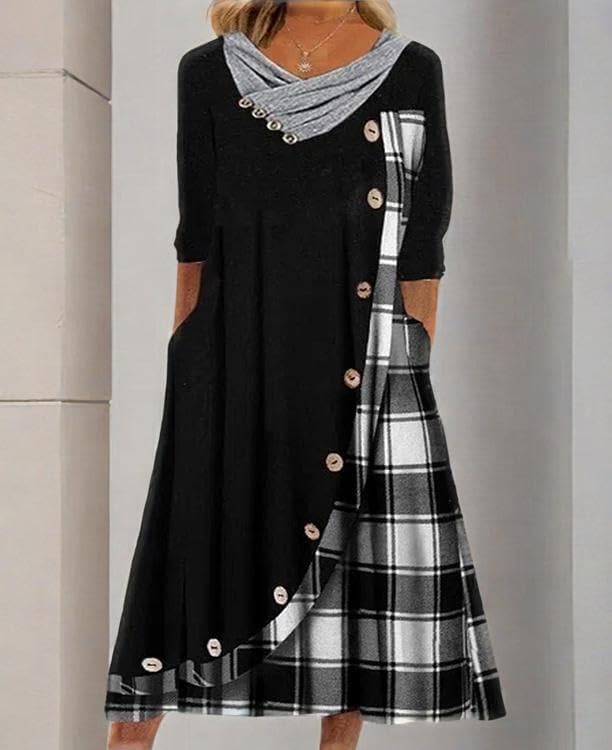 Winter Dresses for Women Wedding Guests Casual Cute Heart Long Sleeve Tiered Maxi Dress with Pockets Plus Size