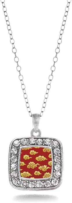 Inspired Silver - Silver Square Charm 18 Inch Necklace with Cubic Zirconia Jewelry