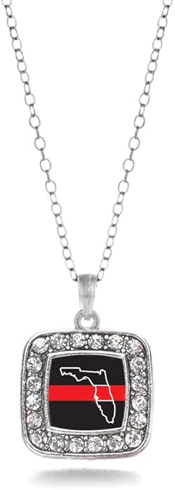 Inspired Silver - Silver Square Charm 18 Inch Necklace with Cubic Zirconia Jewelry