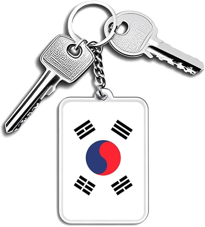 FHZJKJX 2 Pack South Korea Flag Keychain South Korean Key Ring-(Korea)