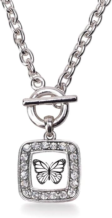Inspired Silver - Silver Square Charm 18 Inch Necklace with Cubic Zirconia Jewelry