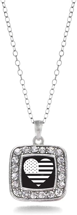 Inspired Silver - Silver Square Charm 18 Inch Necklace with Cubic Zirconia Jewelry
