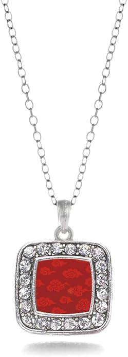 Inspired Silver - Silver Square Charm 18 Inch Necklace with Cubic Zirconia Jewelry