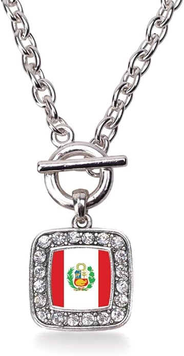 Inspired Silver - Silver Square Charm 18 Inch Necklace with Cubic Zirconia Jewelry