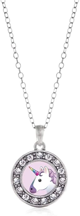 Inspired Silver - Silver Circle Charm 18 Inch Necklace with Cubic Zirconia Jewelry
