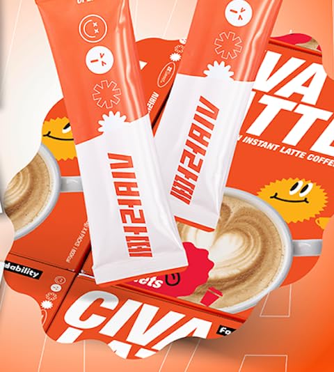 CIVA LATTE Korean Instant 3-in-1 Cinnamon Latte Coffee, Premium Vanilla Mix- Freeze Dried Beans & Himalayan Pink Salt, Smooth Medium Roast, No Trans Fat, Café Style Single Serve Sticks 8 Packets