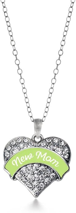 Inspired Silver - Silver Pave Heart Charm 18 Inch Necklace with Cubic Zirconia Jewelry