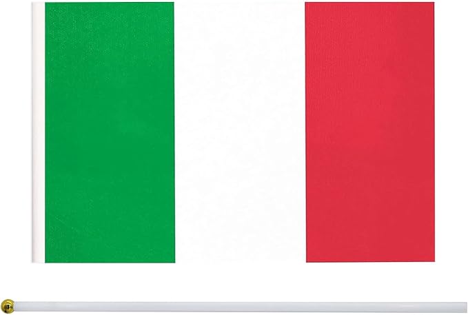 20 Pack Small Italy Flags on Stick Mini Handheld Italian Flag for Parades, Independence Day and Patriotic Events 5x8 Inch Durable Weather-Resistant Flags with 12 Inch Sticks(Italy)