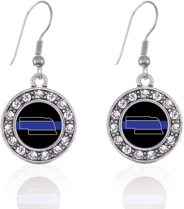 Inspired Silver - Silver Circle Charm French Hook Drop Earrings with Cubic Zirconia Jewelry