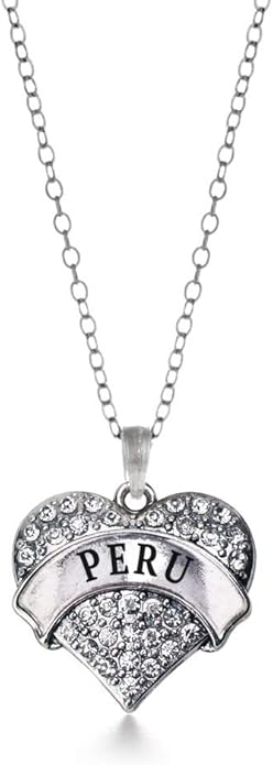 Inspired Silver - Silver Pave Heart Charm 18 Inch Necklace with Cubic Zirconia Jewelry