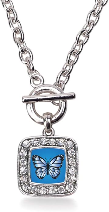 Inspired Silver - Silver Square Charm 18 Inch Necklace with Cubic Zirconia Jewelry