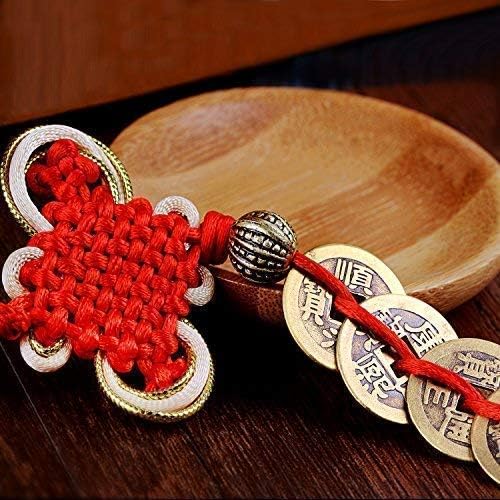 GJMY Feng Shui Coins for Wealth and Success with Chinese Knot Lucky Coins Five Emperor Money(5coins)