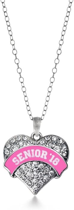 Inspired Silver - Silver Pave Heart Charm 18 Inch Necklace with Cubic Zirconia Jewelry
