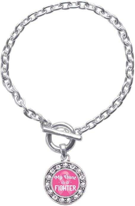 Inspired Silver - Silver Circle Charm Toggle Bracelet with Cubic Zirconia Jewelry