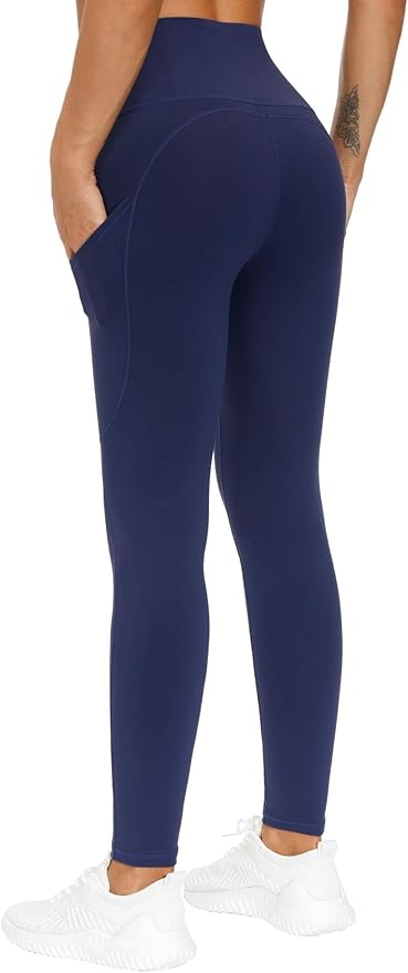 THE GYM PEOPLE Thick High Waist Yoga Pants with Pockets, Tummy Control Workout Running Yoga Leggings for Women