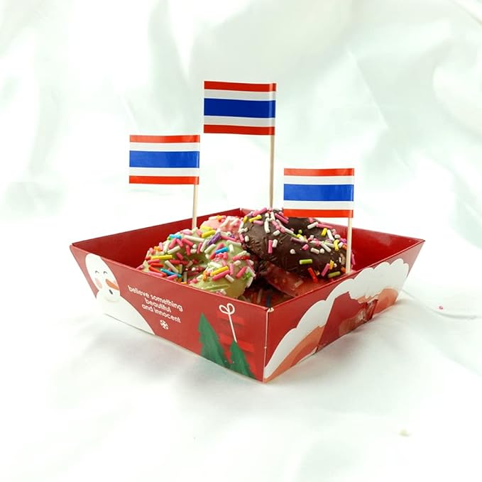 Thailand Flag Thai Flag, Small Mini Thailand Toothpick Flags for Food, Cupcakes, Cocktails, Appetizers, Bar Party Decorations