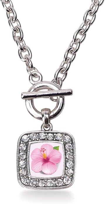 Inspired Silver - Silver Square Charm 18 Inch Necklace with Cubic Zirconia Jewelry