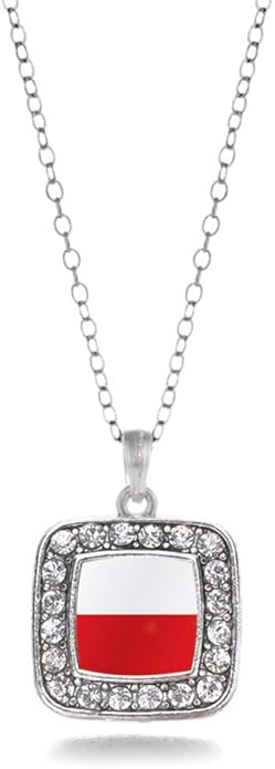 Inspired Silver - Silver Square Charm 18 Inch Necklace with Cubic Zirconia Jewelry