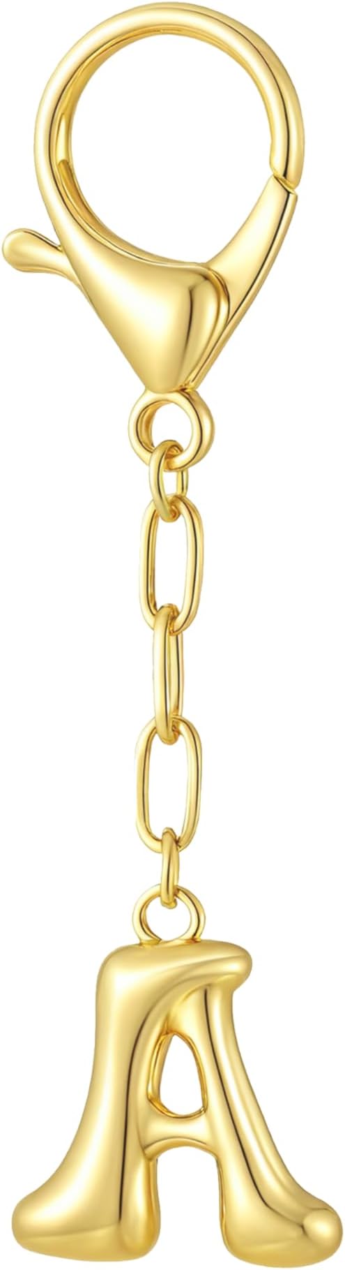 GAOKOXI Gold Bubble Initial Keychain Charm for Women Chunky Bag Purse Charms A-Z Letter Key Chains for Handbag Accessories