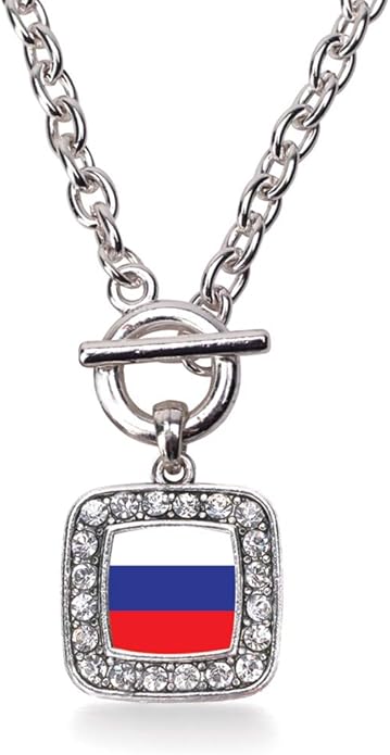 Inspired Silver - Silver Square Charm 18 Inch Necklace with Cubic Zirconia Jewelry