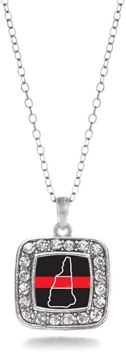 Inspired Silver - Silver Square Charm 18 Inch Necklace with Cubic Zirconia Jewelry