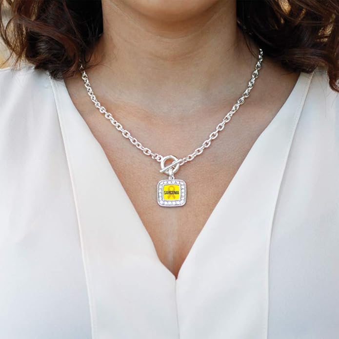 Inspired Silver - Silver Square Charm 18 Inch Necklace with Cubic Zirconia Jewelry