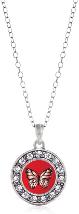 Inspired Silver - Silver Circle Charm 18 Inch Necklace with Cubic Zirconia Jewelry