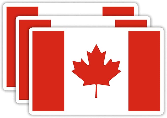 (3PCS) Canada Flag stickers, Countries Flag Stickers - Waterproof Vinyl Decals For Laptops, Tumblers, Water Bottles, Books, Scrapbooks, Size 3 x 1.9 Inch