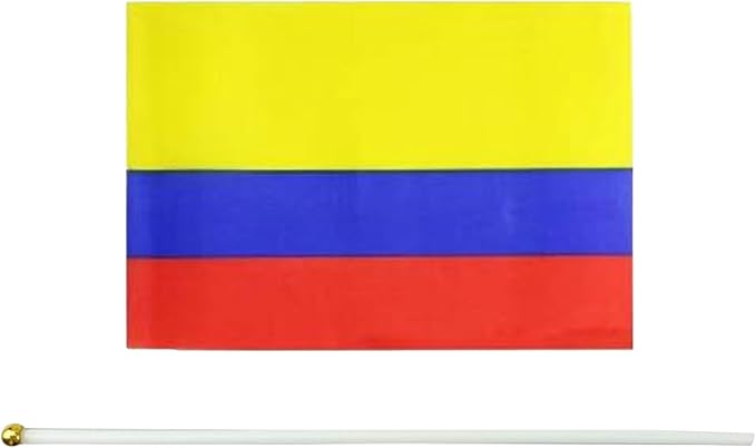 20 Pack Small Colombia Flags on Stick Mini Handheld Colombian Flag for Parades, Independence Day and Patriotic Events 5x8 Inch Durable Weather-Resistant Flags with 12 Inch Sticks(Colombia)