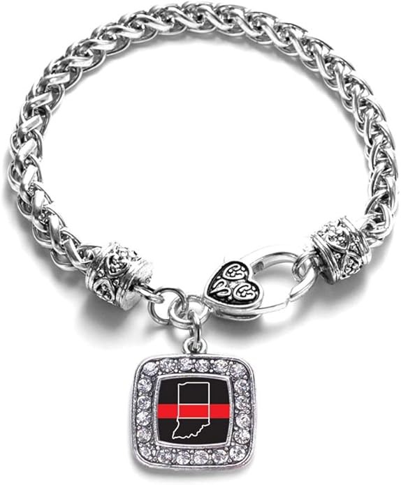 Inspired Silver - Silver Square Charm Bracelet with Cubic Zirconia Jewelry