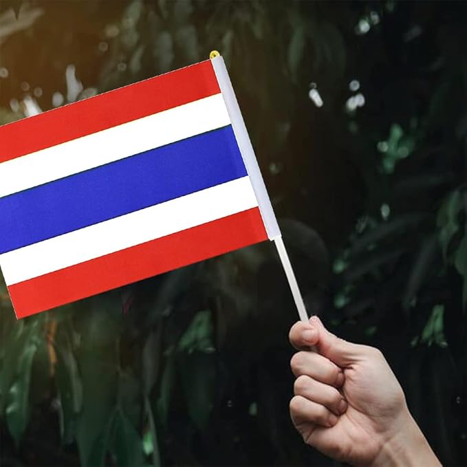 20 Pack Small Thailand Flags on Stick Mini Handheld Thai Flag for Parades, Independence Day and Patriotic Events 5x8 Inch Durable Weather-Resistant Flags with 12 Inch Sticks(Thailand)