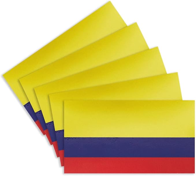 CANTENDO 5Pcs Columbia Flag Decal Sticker - Colombian Flag Reflective Vinyl Car Stickers - for Car Window Bumper Waterproof Sticker (2.5 x 4.5 Inch)