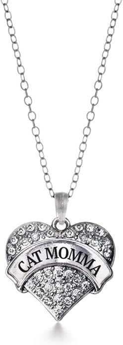 Inspired Silver - Silver Pave Heart Charm 18 Inch Necklace with Cubic Zirconia Jewelry
