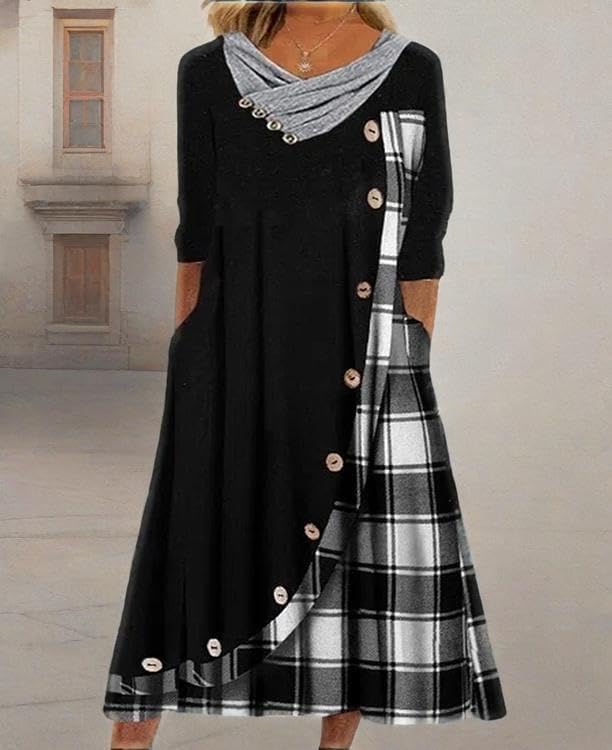 Winter Dresses for Women Wedding Guests Casual Cute Heart Long Sleeve Tiered Maxi Dress with Pockets Plus Size