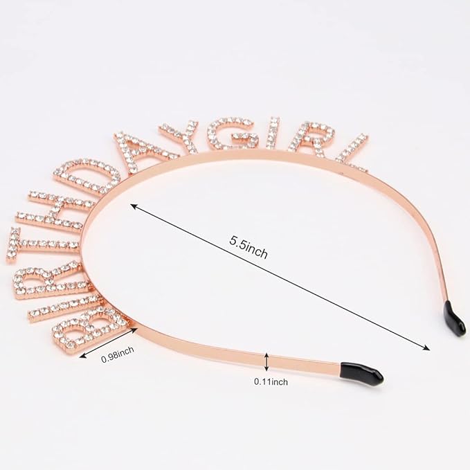AOPRIE Birthday Girl Crown for Women with Flower Sash Rose Gold Happy Birthday Tiara for Women Headband Princess Crown Rhinestone Accessories