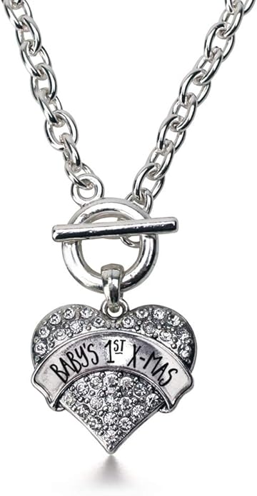 Inspired Silver - Silver Pave Heart Charm 18 Inch Necklace with Cubic Zirconia Jewelry