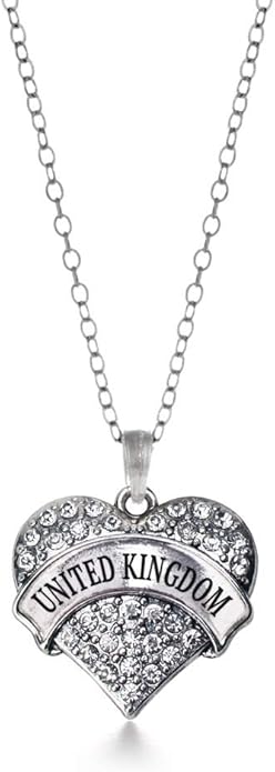 Inspired Silver - Silver Pave Heart Charm 18 Inch Necklace with Cubic Zirconia Jewelry
