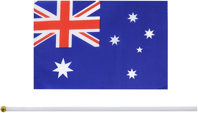 20 Pack Small Australia Flags on Stick Mini Handheld Australian Flag for Parades, Independence Day and Patriotic Events 5x8 Inch Durable Weather-Resistant Flags with 12 Inch Sticks(Australia)