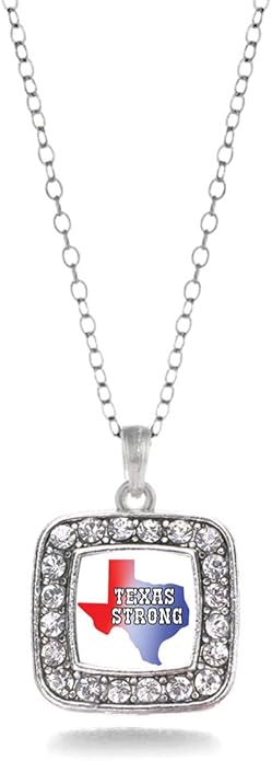 Inspired Silver - Silver Square Charm 18 Inch Necklace with Cubic Zirconia Jewelry