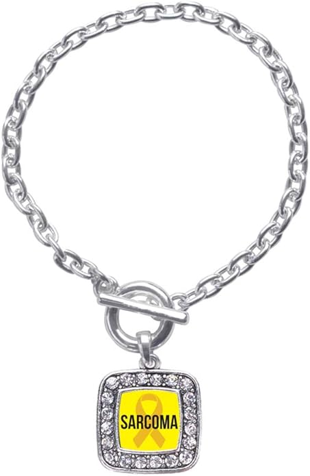 Inspired Silver - Silver Square Charm Toggle Bracelet with Cubic Zirconia Jewelry